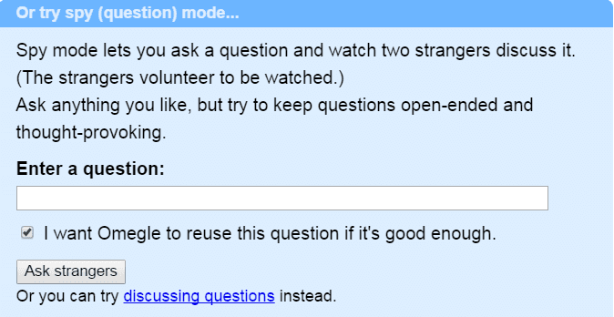 ask questions in omegle spy mode